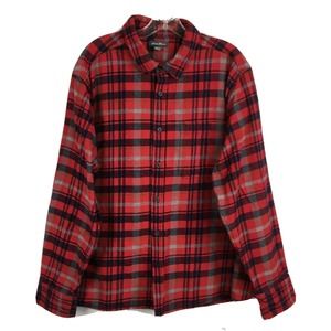 Eddie Bauer Shirt Mens Sz‎ XXL Red Black Plaid Cotton Flannel Button Up Pocket